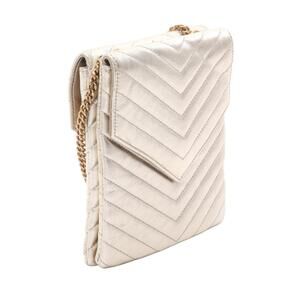 Saint Laurent Paris YSL Logo Shoulder Bag Leather Gold Tone